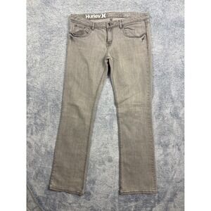 Hurley Mens Low Rise Bootcut Jeans Grey Denim Pants GDP01B00 Size 33x32.5